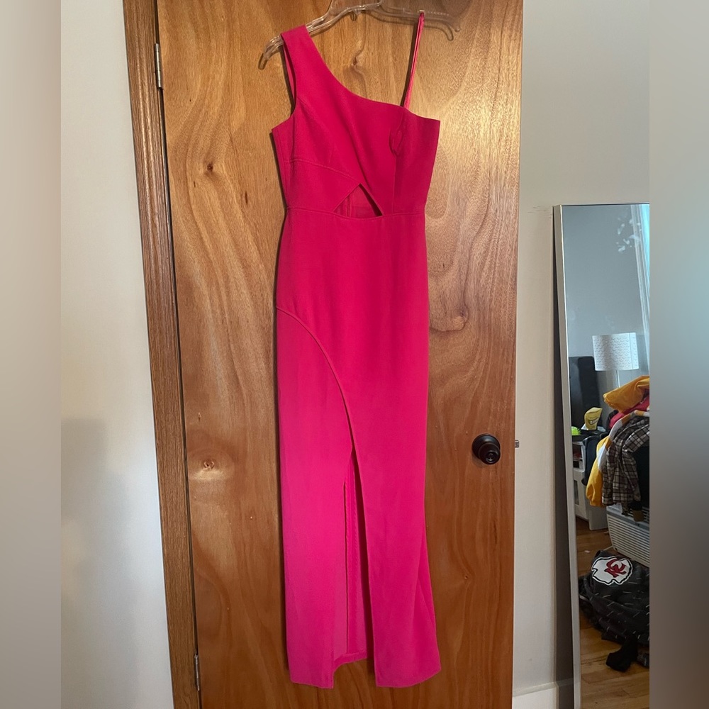 Pink BCBG MAXAZRIA Kauri One Shoulder Cutout Dress